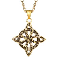 **COI Titanium Gold Tone Black Trinity Knots Pendant-9253BB