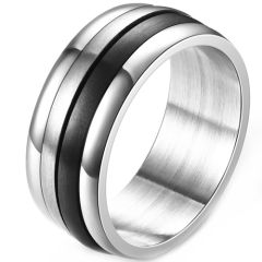 **COI Titanium Black Silver Rotating Ring-9272BB