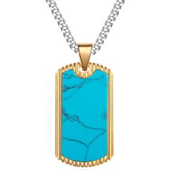 **COI Gold Tone Titanium Pendant With Turquoise-9273BB