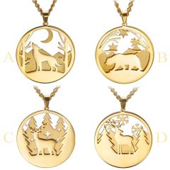 **COI Titanium Gold Tone/Silver Pendant With Animal & Tree-9297BB