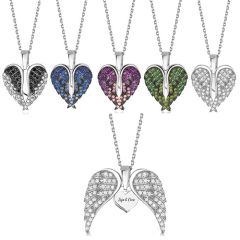 **COI Titanium Heart & Angel Necklace With Cubic Zirconia(Length: 19.68 inches)-9425BB