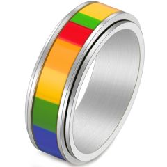 **COI Titanium Rainbow Color Step Edges Ring-9427BB
