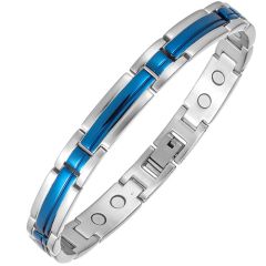 **COI Titanium Blue Silver Bracelet With Steel Clasp(Length: 8.46 inches)-9451BB