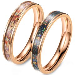 **COI Rose Titanium 4mm Ring With Crushed Opal-9464BB