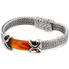 **COI Titanium Tiger Eye Bracelet With Steel Clasp(Length: 8.66 inches)-9477BB