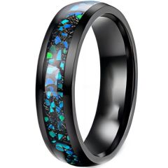 **COI Black Titanium Dome Court Ring With Crushed Opal-9490AA