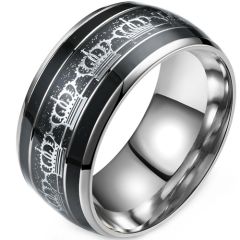 **COI Titanium Silver Black Crowns Dome Court Ring With Meteorite-9514BB