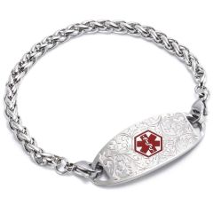 **COI Titanium Gold Tone/Silver Medical Alert Bracelet With Steel Clasp(Length: 8.27 inches)-9547BB