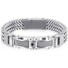 **COI Titanium Gold Tone/Silver Cubic Zirconia Bracelet With Steel Clasp(Length: 9.06 inches)-9563BB