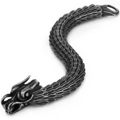 **COI Titanium Black Silver Dragon Bracelet With Steel Clasp(Length: 8.85 inches)-9566BB