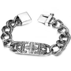 **COI Titanium Black Silver Cross Celtic Bracelet With Steel Clasp(Length: 8.66 inches)-9567BB
