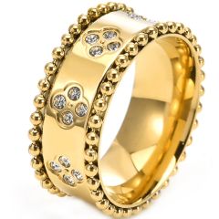 **COI Gold Tone Titanium Ring With Cubic Zirconia-9672BB