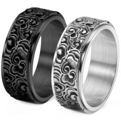 **COI Titanium Black/Gold Tone/Silver Floral Celtic Rotating Ring-9675BB