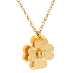 **COI Titanium Gold Tone/Silver Floral Necklace(Length: 17.7 inches)-9696BB