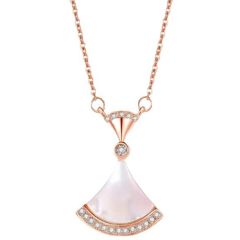 **COI Rose Titanium Abalone Shell & Cubic Zirconia Necklace(Length:17.70 inches)-9700BB