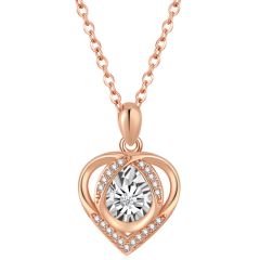 **COI Rose Titanium Heart Cubic Zirconia Necklace(Length: 17.7 inches)-9703BB