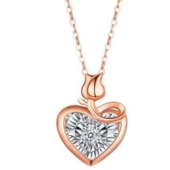 **COI Rose Titanium Heart Tulip Cubic Zirconia Necklace(Length: 17.7 inches)-9704BB