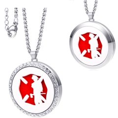 **COI Titanium Red Silver Fire Fighter Tag Pendant-9718BB