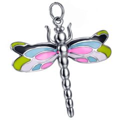 **COI Titanium Gold Tone/Silver Rainbow Color Dragonfly Pendant-9719BB