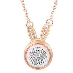 **COI Rose Titanium Rabbit Abalone Shell & Cubic Zirconia Necklace(Length:17.70 inches)-9726BB