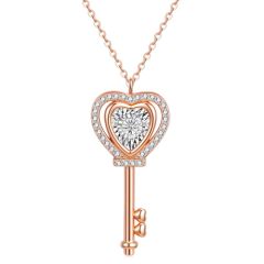 **COI Rose Titanium Key Cubic Zirconia Necklace(Length:17.70 inches)-9727BB