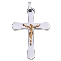 **COI Titanium Gold Tone Silver Jesus Cross Pendant-9753BB