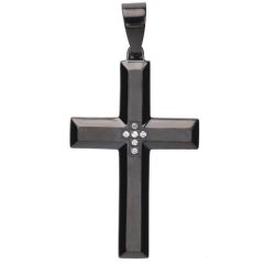 **COI Black Titanium Cross Pendant With Cubic Zirconia-9754BB