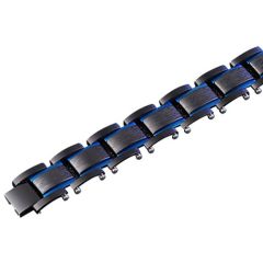 **COI Titanium Black Blue Bracelet With Steel Clasp(Length: 8.50 inches)-9757BB