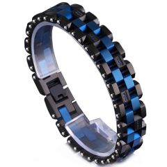 **COI Titanium Black Blue Cubic Zirconia Bracelet With Steel Clasp(Length: 8.50 inches)-9758BB