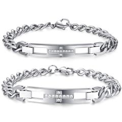 **COI Titanium Cross Cubic Zirconia Bracelet With Steel Clasp(Length: 7.09 inches/8.66 inches)-9764BB