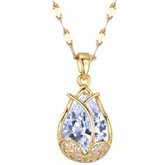 **COI Gold Tone Titanium Necklace With Cubic Zirconia(Length: 17.7 inches)-9770BB