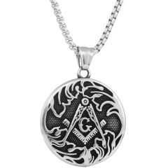 **COI Titanium Black Silver Masonic Freemason Pendant-9772BB