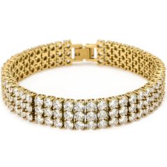 **COI Titanium Gold Tone/Silver Cubic Zirconia Tennis Bracelet With Steel Clasp(Length: 8.27 inches)-9777BB