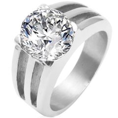 **COI Titanium Solitaire Ring With Cubic Zirconia-9871BB