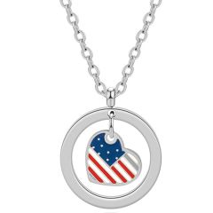 **COI Titanium Gold Tone/Rose/Silver Heart Pendant With American Flag-9926BB