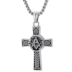 **COI Titanium Gold Tone/Silver/Gold Tone & Silver Masonic Freemason Cross Pendant-9931AA