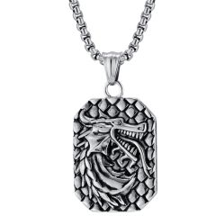 **COI Titanium Black Gold Tone/Silver Dragon Tag Pendant-9955BB