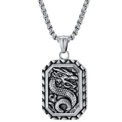 **COI Titanium Black Gold Tone/Silver Dragon Tag Pendant-9956BB