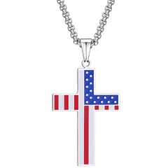 **COI Titanium Cross Pendant With American Flag-9957BB