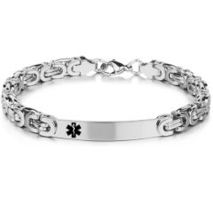 **COI Titanium Black/Gold Tone/Silver Medical Alert Bracelet With Steel Clasp(Length: 8.46 inches)-9975BB