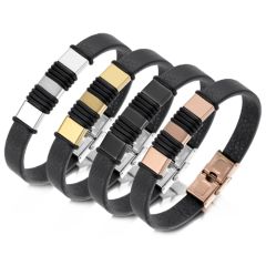 **COI Titanium Black/Gold Tone/Rose/Silver Black Bracelet With Steel Clasp(Length: 8.27 inches)-9979BB