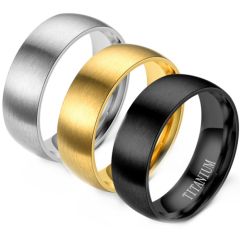COI Titanium Black /Gold Tone/Silver Dome Court Wedding Band Ring - 3903
