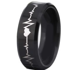 COI Black Titanium Heartbeat Ring-1412(US5/8/8.5/10/15)