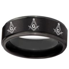 COI Black Titanium Masonic Step Edges Ring - 1078