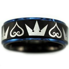 COI Titanium Black Blue Kingdom & Heart Step Edges Ring-2582