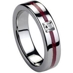 COI Titanium Ring With Ceramic & CZ-2771(Size:US5.5)