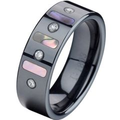 COI Black Titanium Shell Inlays Ring-2776(Size:US8.5)