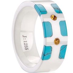 COI Ceramic Shell Inlay Ring-TG3224A(Size:US13)