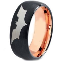 **COI Titanium Black Rose Bat Man Dome Court Ring - 4477