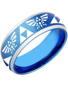 COI Titanium Blue Silver Legend of Zelda Beveled Edges Ring-1168